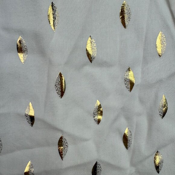 Solitaire White/Gold Geometric Foil Neck Tie ruffle cuff Blouse Women's sz XL - Picture 9 of 9